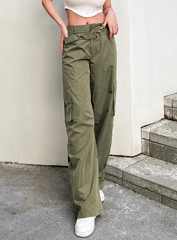 TastyHottie - STRAIGHT WOVEN TOOLING POCKET CASUAL PANTS