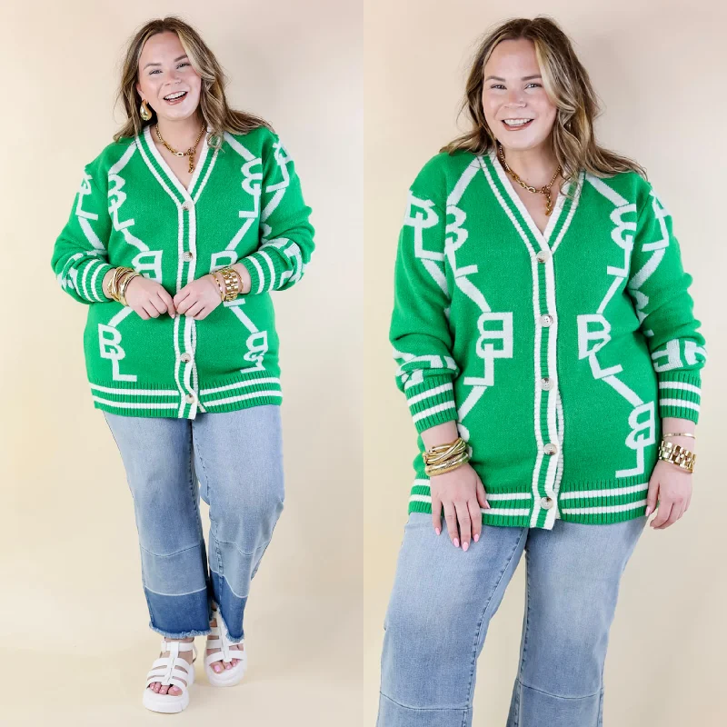 BuddyLove | Varsity Cardigan in Shady Glade (Green)