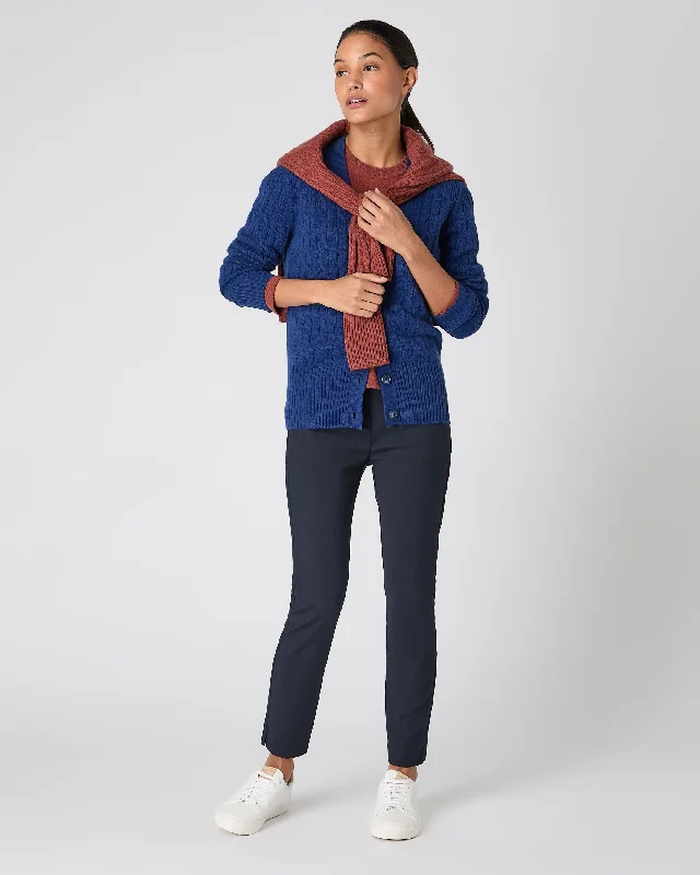 Women's Clara Cable V Neck Cashmere Cardigan French Blue