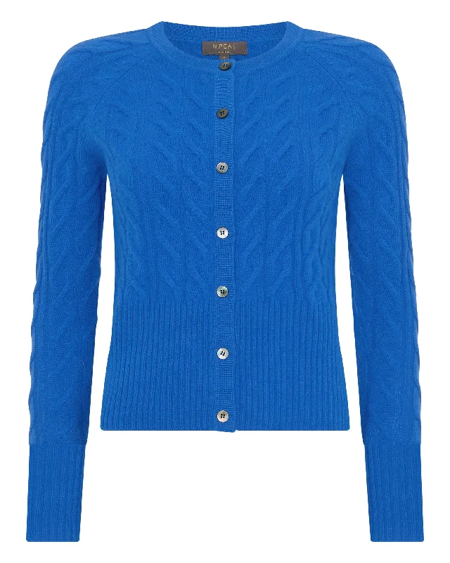 Women's Myla Cable Cashmere Cardigan Sonic Blue