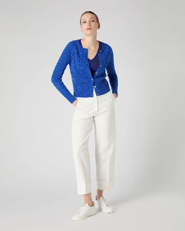 Women's Myla Cable Cashmere Cardigan Sonic Blue