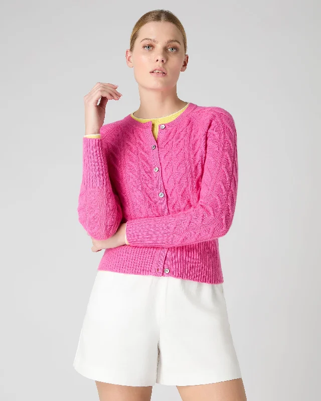 Women's Myla Cable Cashmere Cardigan Vibrant Pink