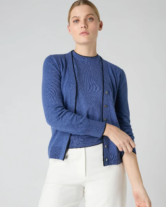 Women's Cotton Cashmere Cardigan Denim Blue