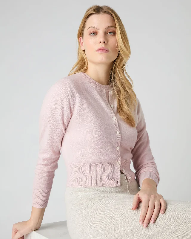 Women's Ivy Cropped Cashmere Cardigan Quartz Pink