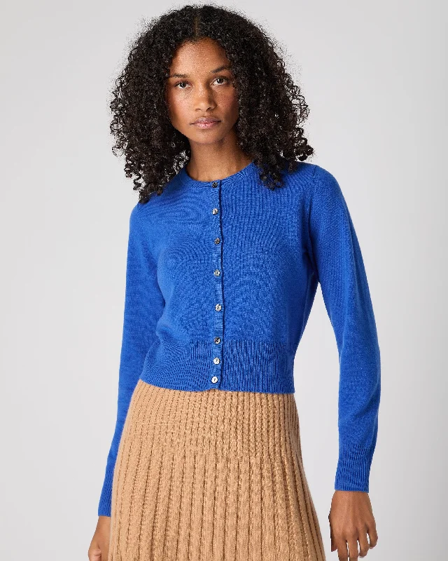 Women's Ivy Cropped Cashmere Cardigan Sonic Blue