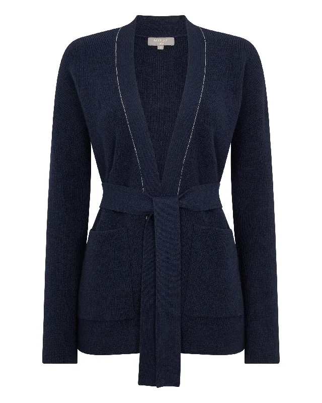 Women's Cardigan With Metal Trim Navy Blue