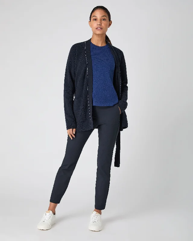 Women's Cardigan With Metal Trim Navy Blue