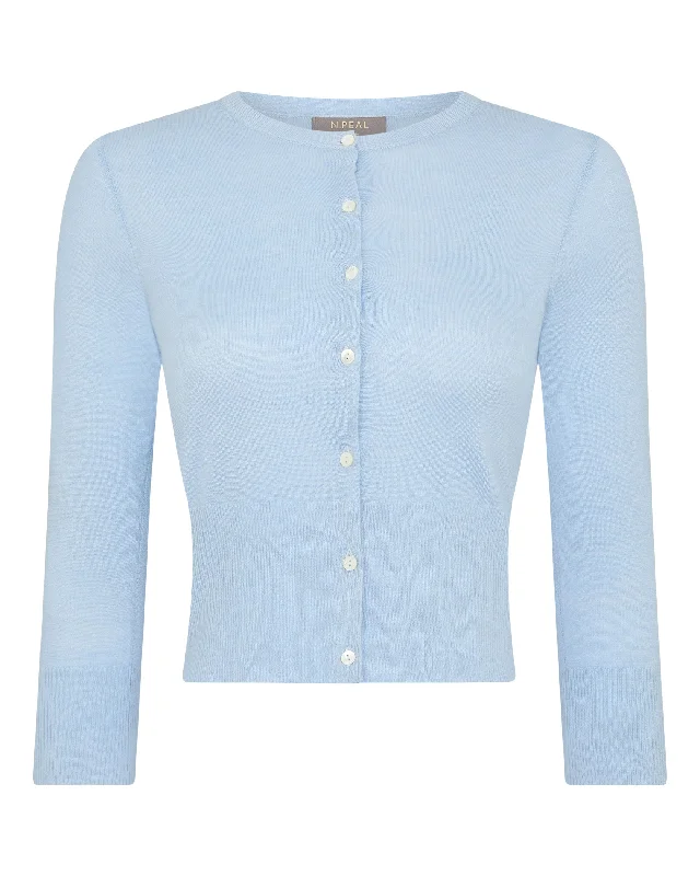 Women's Darcie Superfine Cashmere Cropped Cardigan Pale Blue