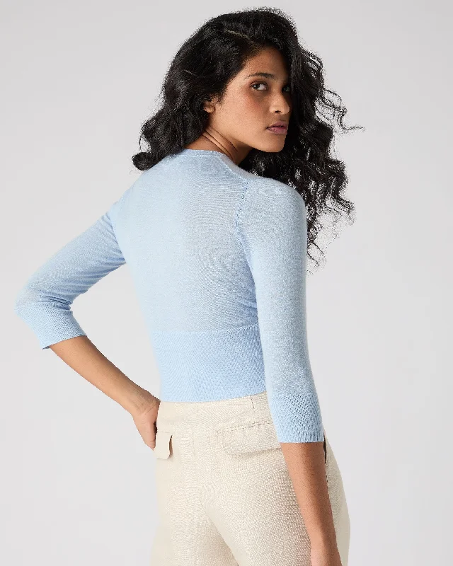 Women's Darcie Superfine Cashmere Cropped Cardigan Pale Blue