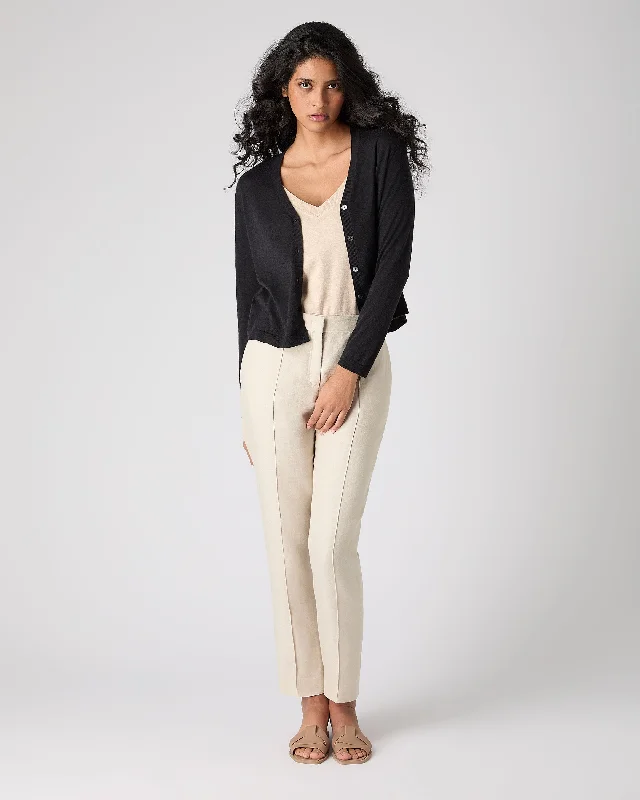 Women's Superfine Cashmere V Neck Cardigan Black