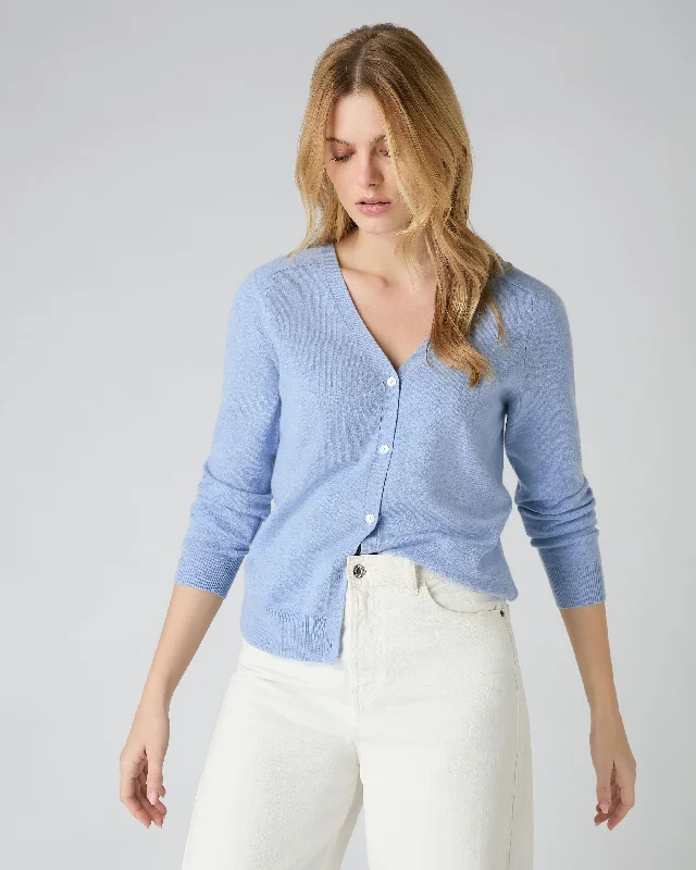 Women's Lara V Neck Cashmere Cardigan Cornflower Blue