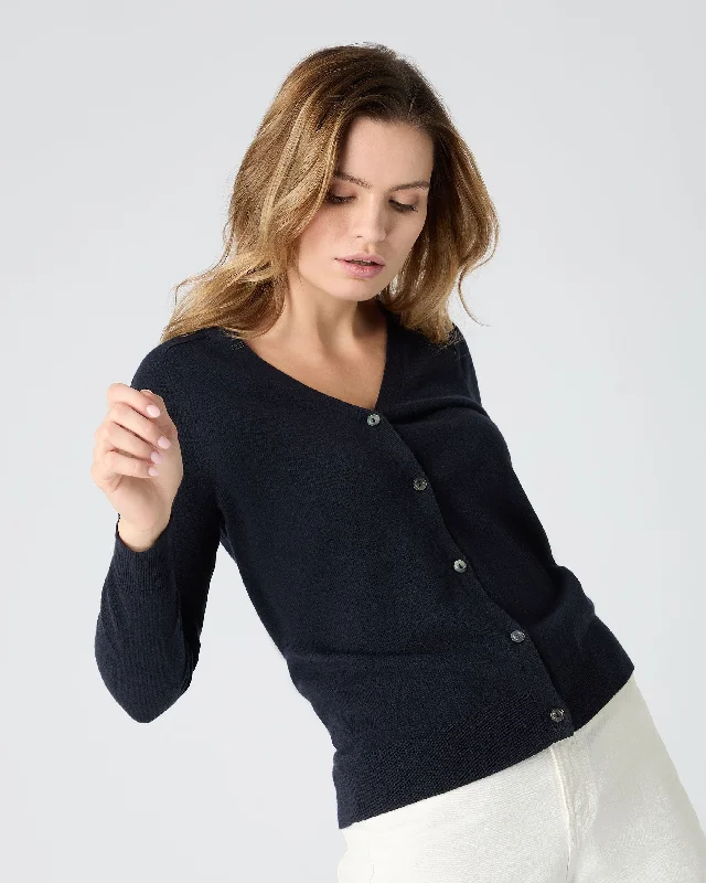 Women's Lara V Neck Cashmere Cardigan Navy Blue