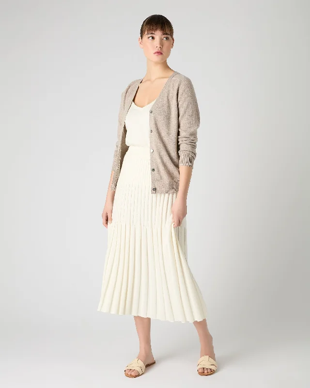 Women's Lara V Neck Cashmere Cardigan Oatmeal Brown