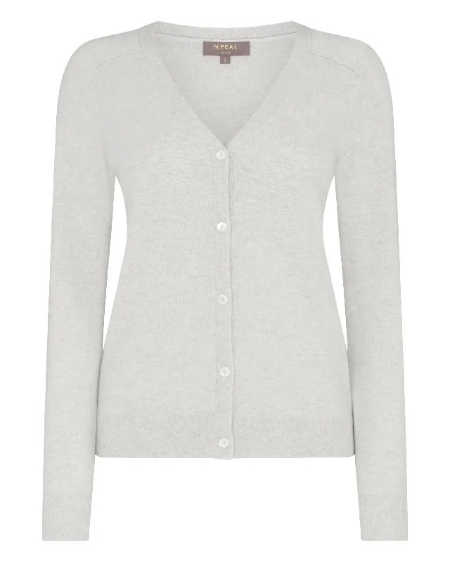 Women's Lara V Neck Cashmere Cardigan Pebble Grey