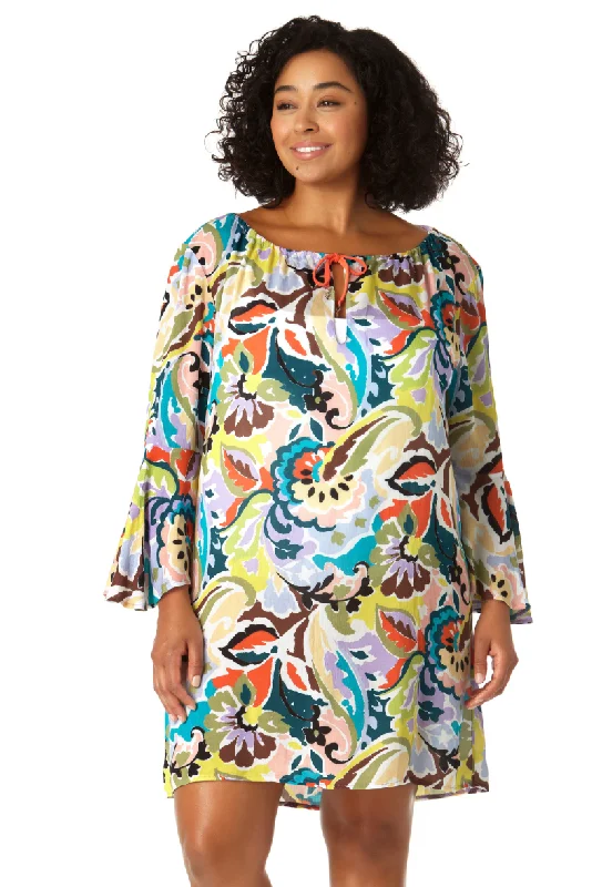 Anne Cole Plus - Women's Bell Sleeve Tunic Swimsuit Cover Up