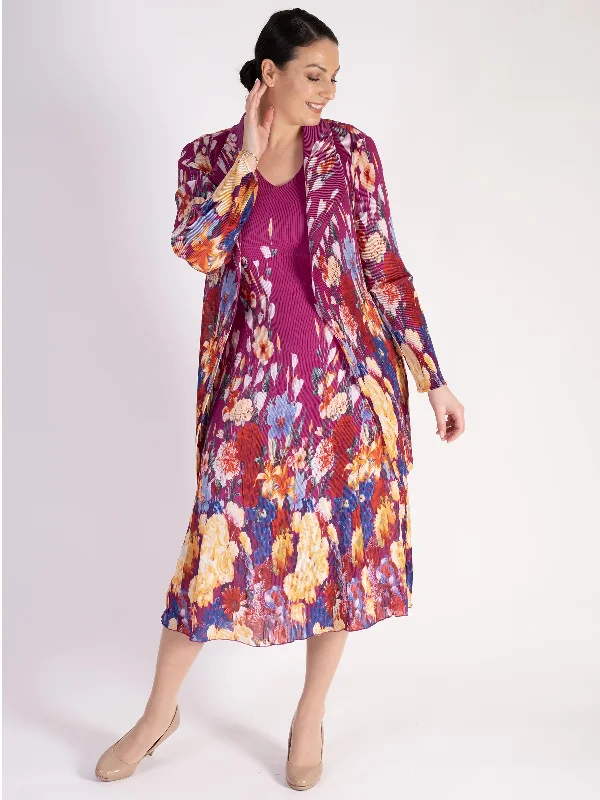 fuschia-border-print-pleated-shrug