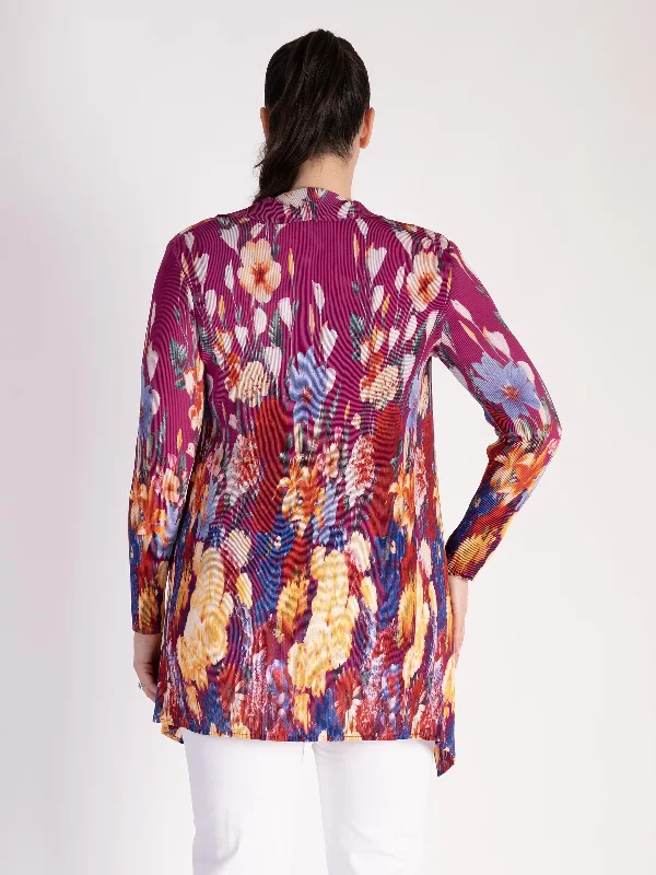 fuschia-border-print-pleated-shrug