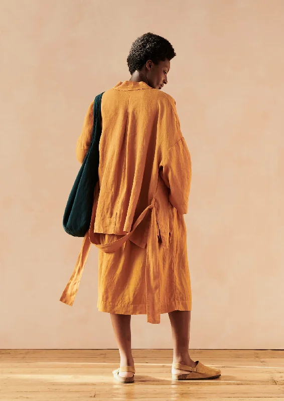 Garment Dyed Linen Wrap Jacket | Amber