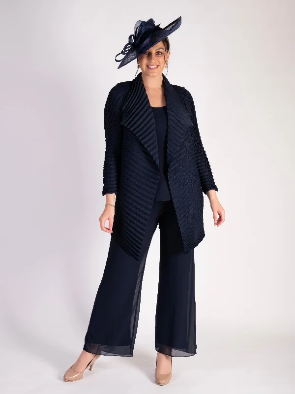 Navy Concertina Pleating Jacket