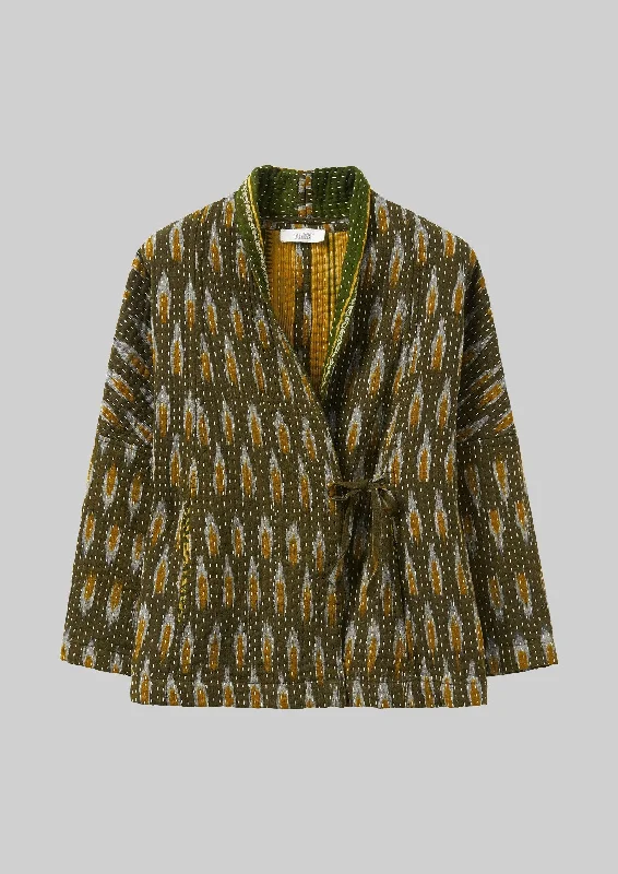 Repurposed Ikat Kantha Jacket | Greens