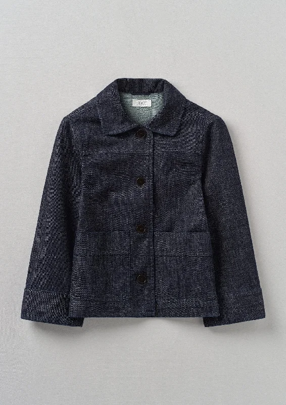 Wide Sleeve Organic Indigo Denim Jacket | Indigo