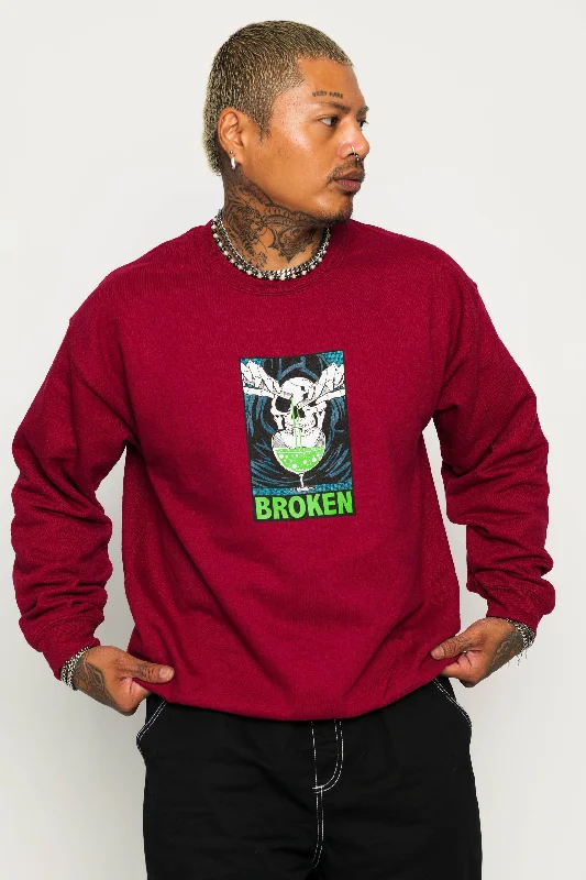 Concoction Maroon Crew Neck Sweatshirt