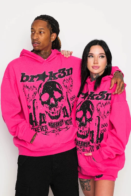 Faceless Rhinestone Hoodie Pink