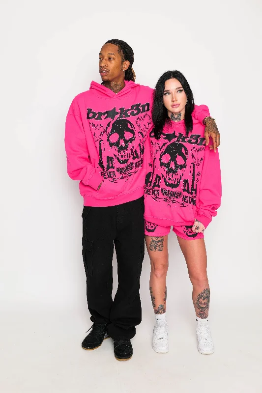 Faceless Rhinestone Hoodie Pink