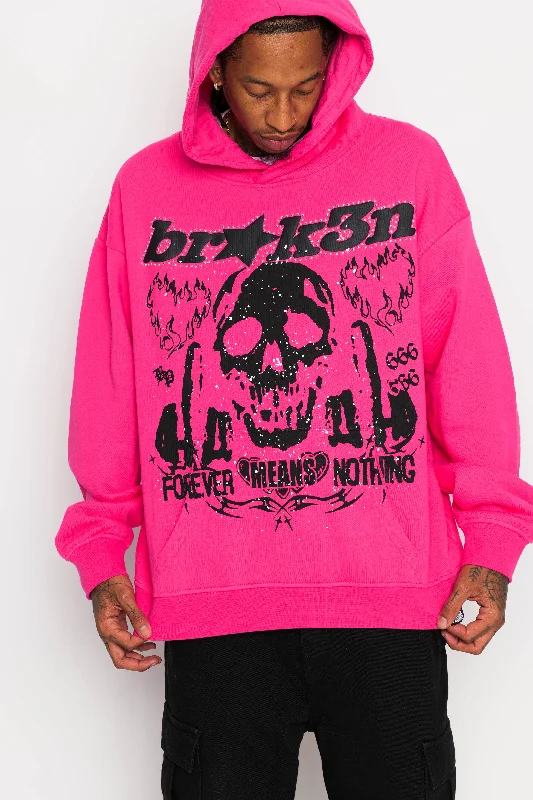 Faceless Rhinestone Hoodie Pink