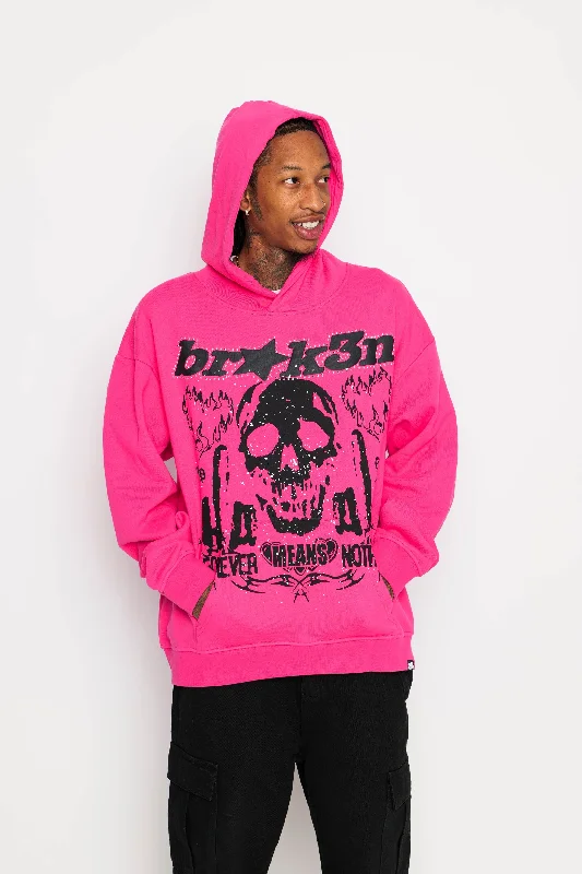 Faceless Rhinestone Hoodie Pink