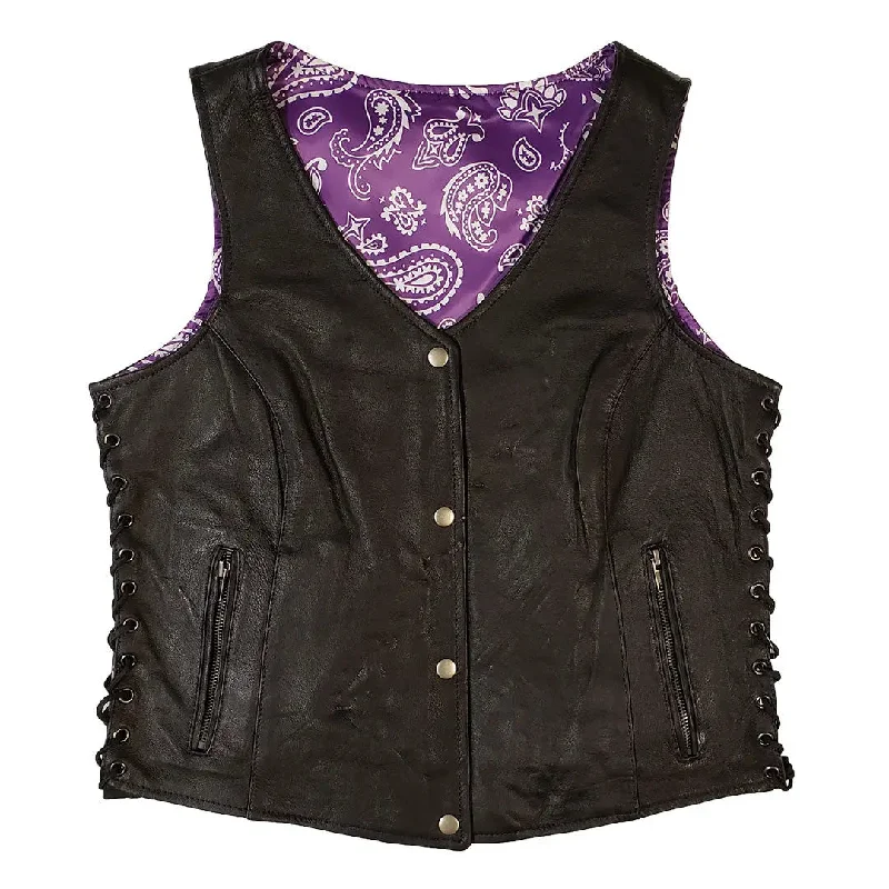 Open Road Women's Paisley Lined Leather Vest