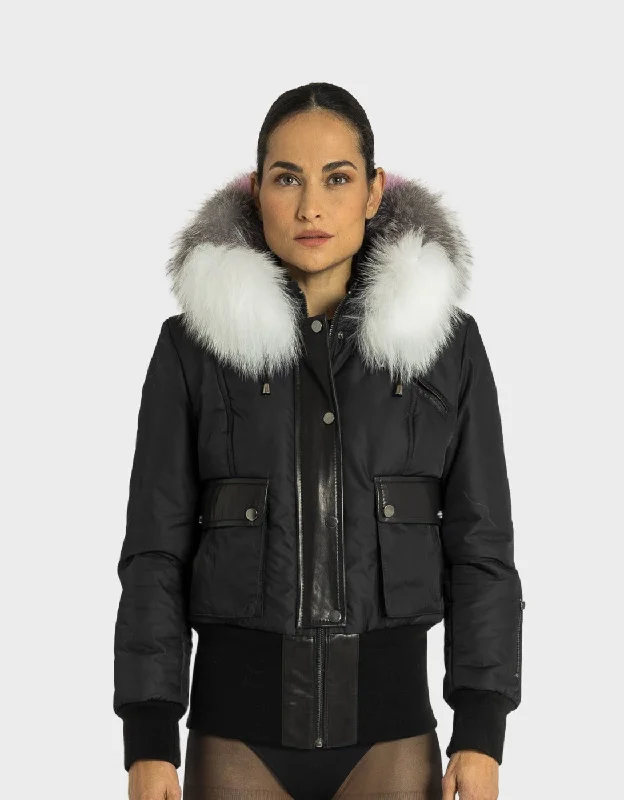 MAYA Bomber Jacket with Natural Fur