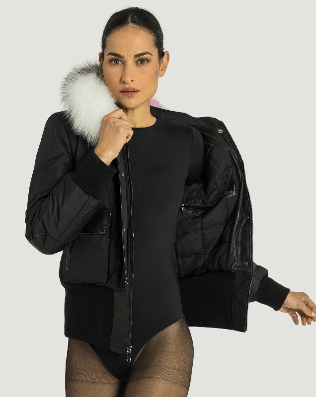 MAYA Bomber Jacket with Natural Fur