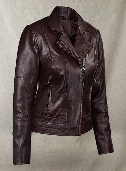 Katie Holmes Inspired Burgundy Leather Jacket