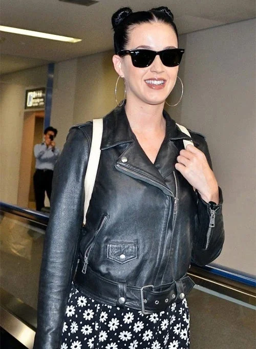 Katy Perry Inspired Black Cropped Leather Jacket