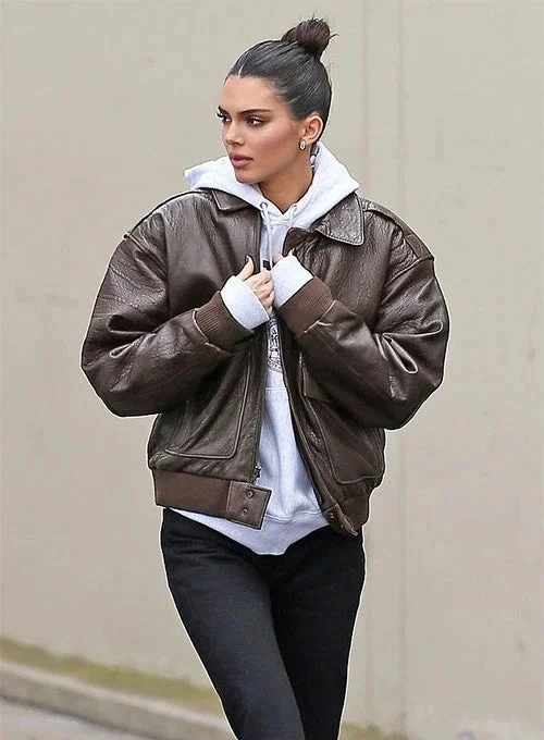 Kendall Jenner L.A. Style Brown Leather Jacket