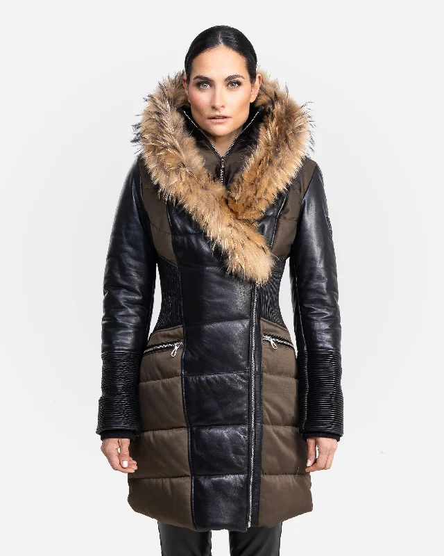 Kylie Leather Sleeves Parka