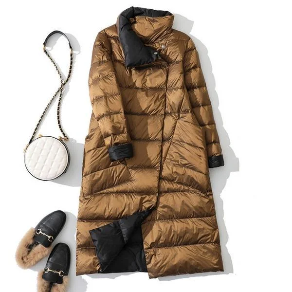 Long White Puffer Parka Coat Female Winter Down Jacket Women Padded Double Wear Snow Down Coat