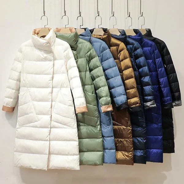 Long White Puffer Parka Coat Female Winter Down Jacket Women Padded Double Wear Snow Down Coat