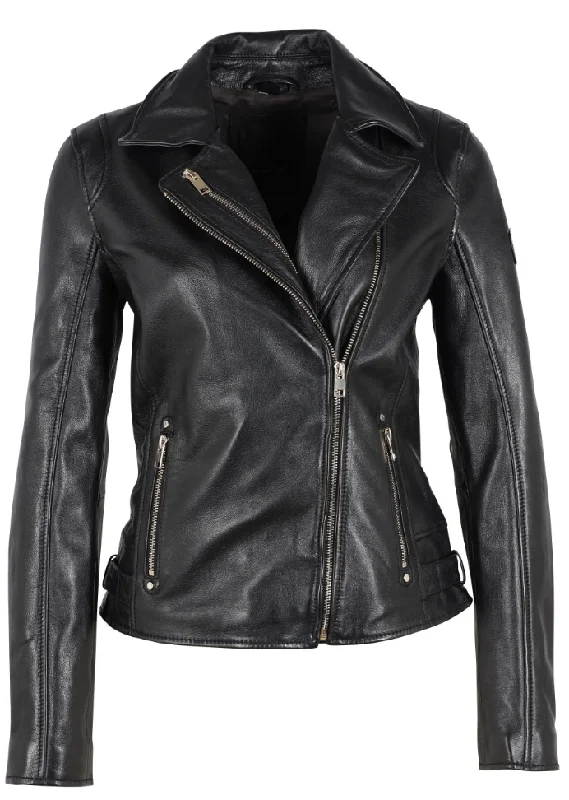 Mauritius Ladies Traysie Peace Love Leather Jacket, Black