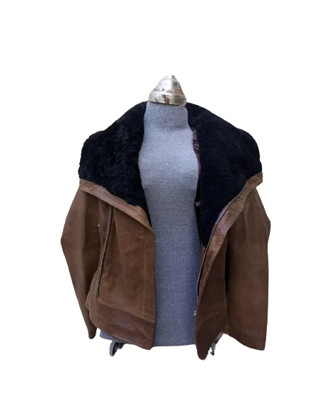 Wide Collar Real Sheep Fur Leather Jacket Women Winter Jacket