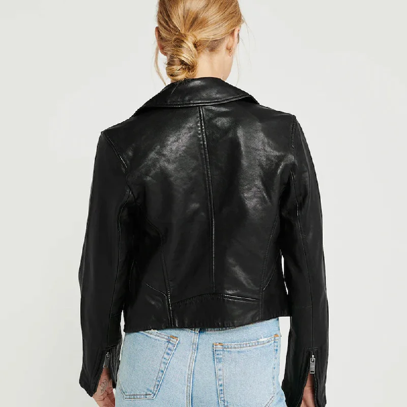 Women black  Biker Leather Jacket