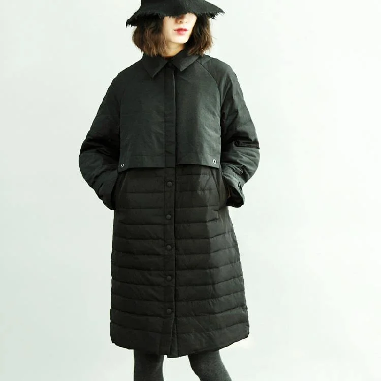 women black cape Parka trendy plus size down jacket Warm side close winter outwear