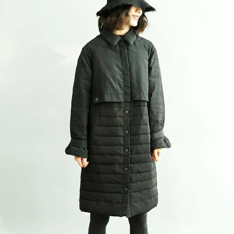 women black cape Parka trendy plus size down jacket Warm side close winter outwear