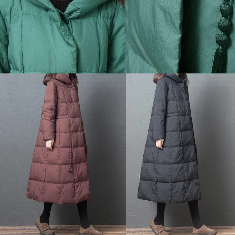 women black down coat winter plus size jackets winter hooded pockets outwear