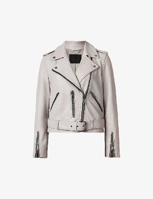 Women’s White Leather Biker Jacket