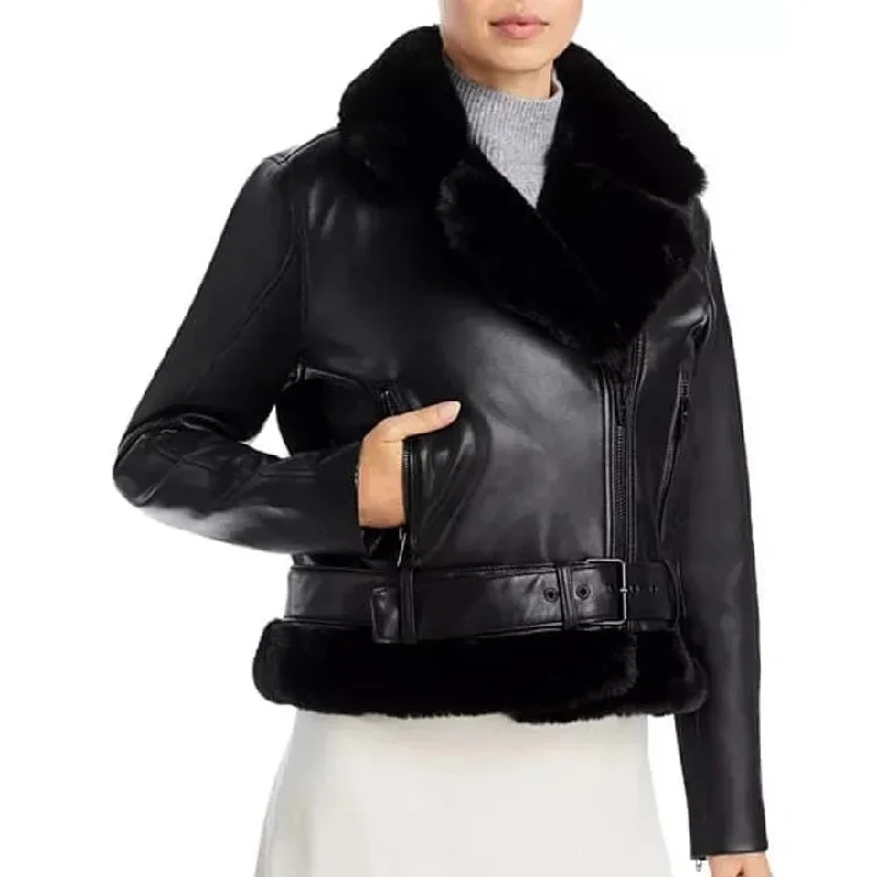 Women's B3 Bomber Flight Aviator Fur Jacket