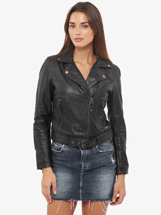 Women's Black Genuine Leather Motorcycle Jacket