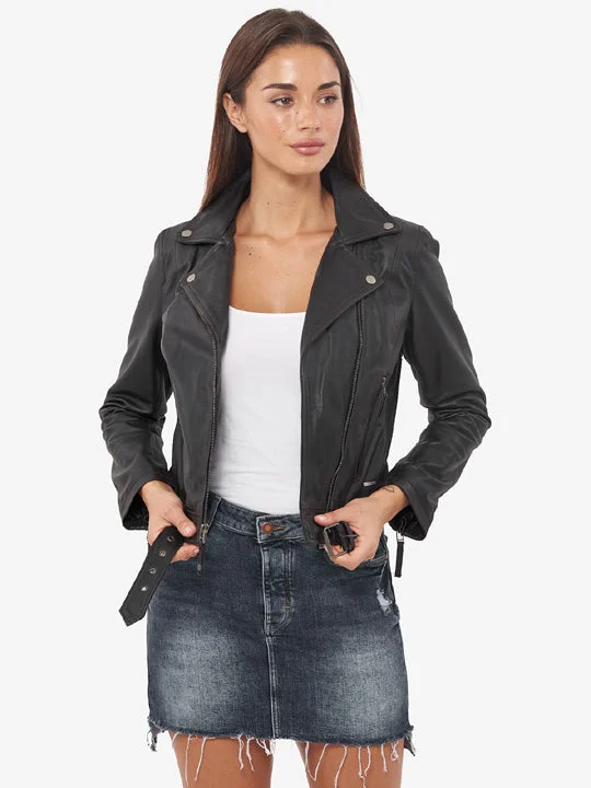 Women's Black Genuine Leather Motorcycle Jacket