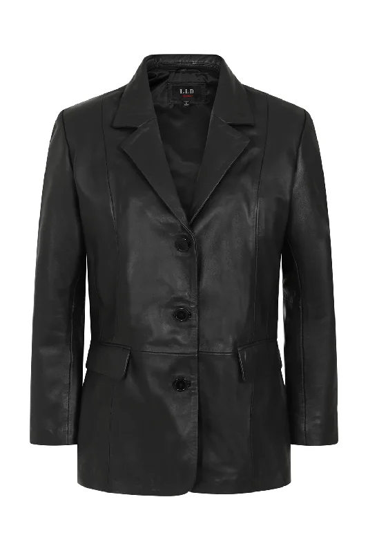 WOMEN'S HIP LENGTH BLAZER LEATHER JACKET - ANGELA